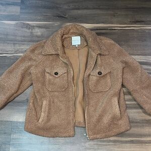 Bagatelle Collection Sherpa Teddy Fur Jacket Shacket Coat Brown Large L